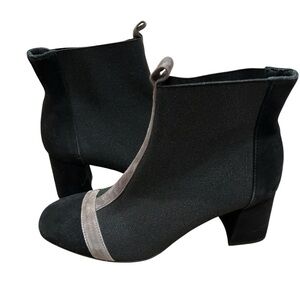 Pedro Anton black suede half and half sock ankle boots size 39 US 8-8.5 chunky